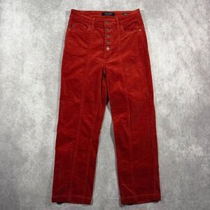 Judy Blue Corduroy Pants Juniors 3/26 Red Ankle Straight High Pile Button Fly
